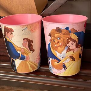 Disney Beauty and the Beast Party Cups set of 2 pink Designware 16 oz, BPA free